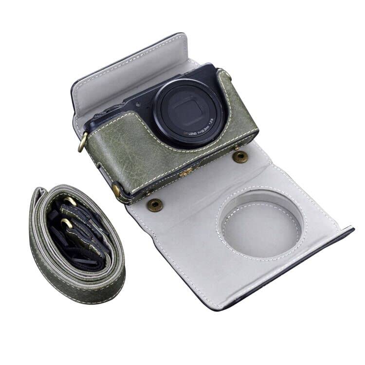 Rieibi Ricoh GR II Case - Vintage PU Leather Camera Case for Ricoh GR II GRII GR2 DSLR Camera - Protective Case with Strap - Green