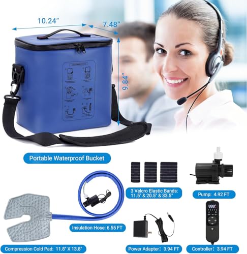 Fiveoffo Cold Therapy Machine, Programmable Timer Ice Machine for Knee After Surgery, Portable Knee Ice Machine with Quiet Pump, Continuous Cold Flow, 12H Cooling, Knee Replacement, Swelling Reduction