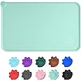 Juqiboom Silicone Waterproof Dog Cat Pet Feeding Mats, Non Slip, Easy Clean Pet Dog Cat Bowl Mats Placemat (18.5" x 11.5") Green