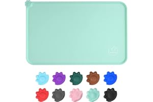Juqiboom Silicone Waterproof Dog Cat Pet Feeding Mats, Non Slip, Easy Clean Pet Dog Cat Bowl Mats Placemat (18.5" x 11.5") Green