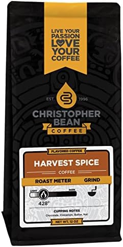 Christopher Bean Coffee - Harvest Spice Flavored Coffee, (Regular Ground) 100% Arabica, No Sugar, No Fats, Made with Non-GMO Flavorings, 12-Ounce Bag of Regular Ground coffee