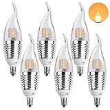 LEDMO E12 LED Candelabra Bulb, 7W E12 Base, Warm White 2800K LED Candle Bulbs, 60 Watt Incandescent Bulb Equivalent, 630 Lumens LED Bulb Lights, Non-dimmable Chandelier(6 Pack)