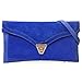 b.m.c BMC Womens Sapphire Blue Textured PU Faux Leather Suede Topped Envelope Flap Handbag Fashion Clutch