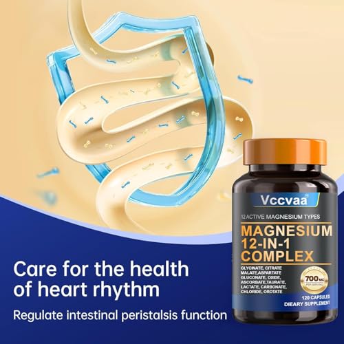 Magnesium Complex 700mg | 12-in-1 High Absorption Supplement | Glycinate, Citrate, Malate, Taurate & More | Sleep Support, Muscle Cramp Relief, Stress, Heart, Bone & Nerve Health | 120 Vegan Capsules
