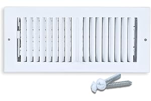 Sierra Grates 4x10 Ceiling Register – White Steel 2-Way Adjustable Air Vent Cover for Wall & Ceiling | HVAC Diffuser Grille with Dampers | Fits 10"x4" Duct Opening | Rust-Resistant Finish