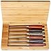 La Cote 6 Piece Steak Knives Set Japanese Stainless Steel Pakka Wood Handle In Bamboo Storage Box (6 PC Steak Knife Set - Multi)