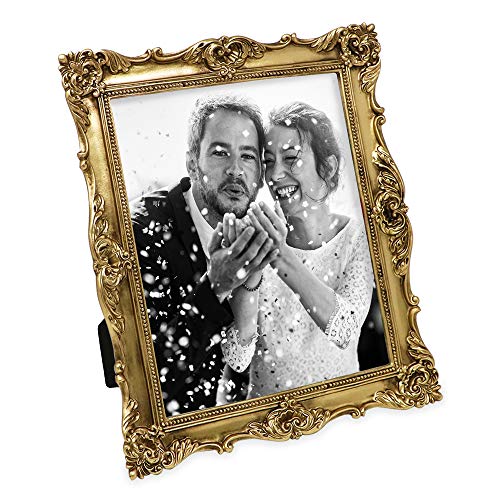 Laura Ashley 8x10 Gold Ornate Textured HandCrafted Resin Picture Frame