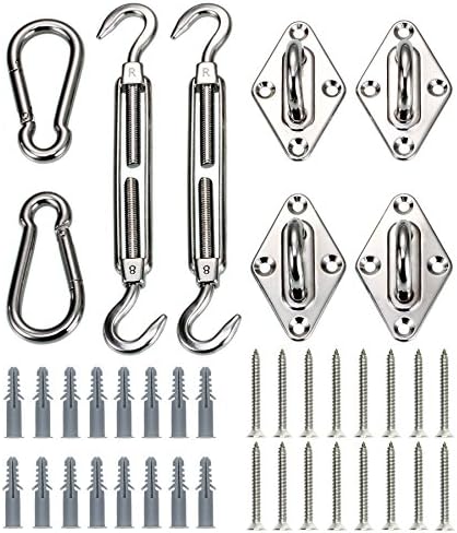 Kebinfen 8-inch Super Heavy Duty Shade Sail Hardware Kit for Rectangle and Square Sun Shade Sails, Shade Sail Accessories with Screws