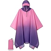 POWINSUN Hooded Rain Poncho for Adult, Waterproof Lightweight Raincoat for Hiking Camping