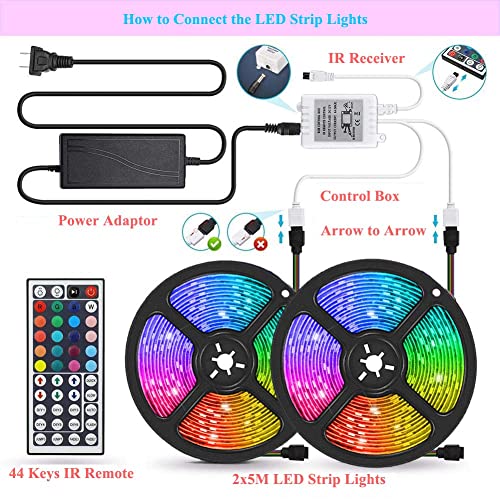 YORMICK LED Strip Lights for Bedroom, 32.8 Feets Waterproof LED RGB