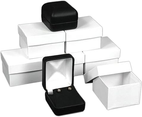 6 cajas para pendientes de piel negra para joyería con caja de regalo: Amazon.es: Joyería