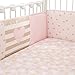 Lambs & Ivy Baby Love 4-Piece Crib Bumper Pads- Pink/Gold/White with Hearts