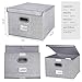 Foldable Storage Box with lids, Decorative drawers Bins Baskets with Sturdy Plastic Handles for Clothes, Closet, Bedroom, office, White with Printing 2 pack