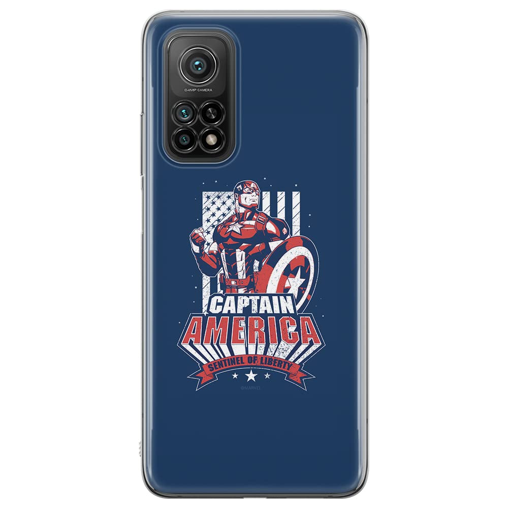 ERT GROUP mobile phone case for Xiaomi MI 10T 5G / MI 10T PRO 5G original and officially Licensed Marvel pattern Captain America 018 adapted to the shape of the mobile phone, case made of TPU — image 1