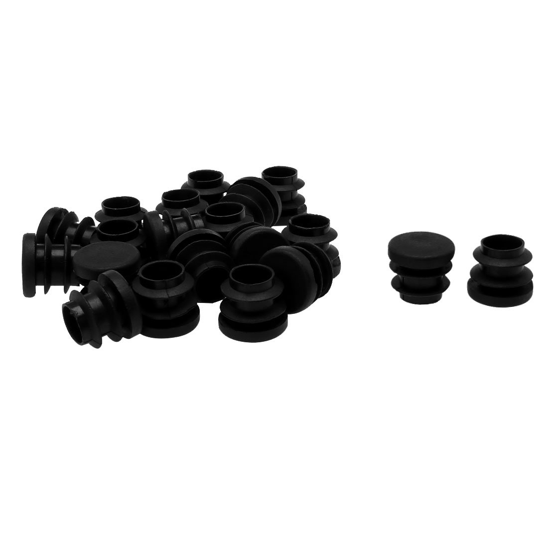 sourcingmap 5/8" 16mm OD Plastic Round Tube Ribbed Inserts End Cover Caps 20pcs, 0.6" Inner Dia, Floor Furniture Chair Desk Protector