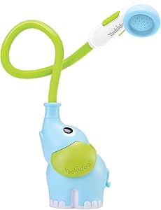Yookidoo Baby Bath Shower Head - Elephant Water Pump and Trunk Spout Rinser - for Newborn Babies in Tub Or Sink (Blue)