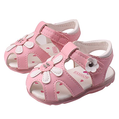 Dainzuy Baby Shoes Girl Children Fashion Causal Summer Flat Flower Soft Bottom Sandal Shoes Non-Slip Walking Sneakers Pink