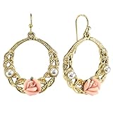 1928 Jewelry Gold-Tone Rose Drop Earrings