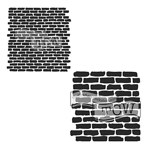 Crafter's Workshop Stencil 2 Pack, Reusable Stenciling Templates for Art Journaling, Mixed Media, and Scrapbooking, TCW790 Micro Bricks & TCW191 Stencil Bricks