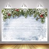 RUINI Winter Snowflake Wood Floor Christmas Pine Tree Backdrop Photography Christmas Photography Backdrop 7x5FT