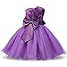NNJXD Girl Sleeveless Lace 3D Flower Tutu Holiday Princess Dresses Size 5-6 Years Purple