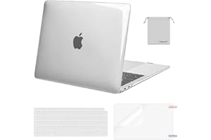 MOSISO Compatible with MacBook Air 13 inch Case 2022, 2021-2018 Release A2337 M1 A2179 A1932, Plastic Hard Shell&Keyboard Cover&Screen Film&Storage Bag for MacBook Air 13.3 inch Case, Transparent
