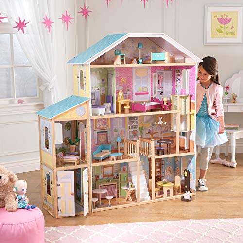 KidKraft Puppenhaus Majestic Mansion aus Holz mit Möbeln und Zubehör, Spielset mit Garage und Aufzug für 30 cm Puppen, Spielzeug für Kinder ab 3 Jahre, 65252 - Exklusiv bei Amazon – Bild 3