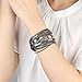 COOLLA Women Genuine Leather Vintage Volcanic Stone Wrap Bangle Bracelet Pearl Pendant Magnet Buckle (Grey)