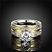 HMILYDYK Stainless Steel Sparkle Cubic Zirconia Crystal 2 Pcs A Set Promise Ring Wedding Band Sizes 6 - 9 (Size 9)