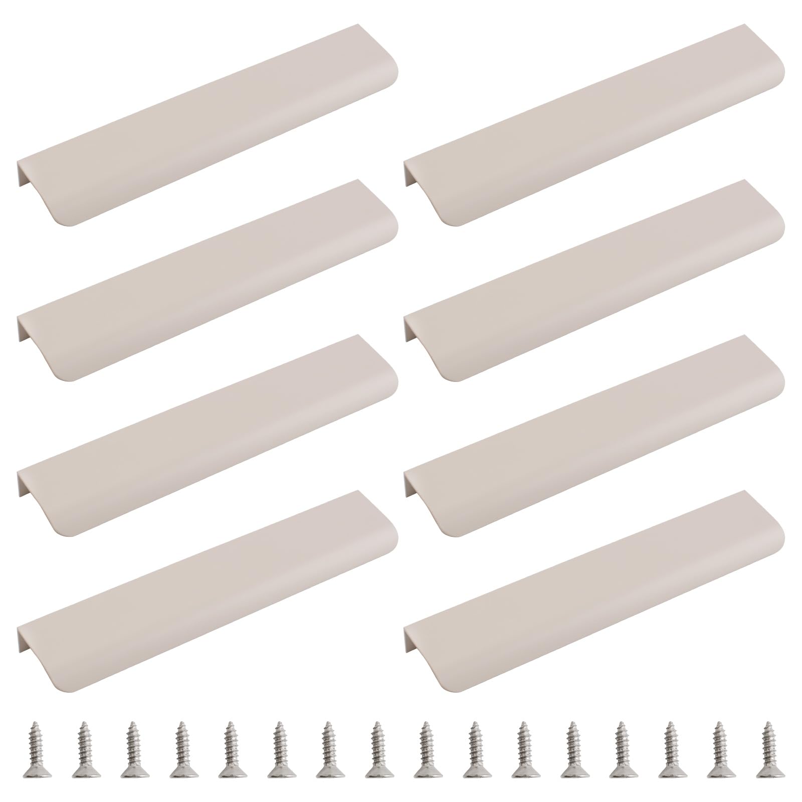 MOROBOR Finger Edge Pull, 8pcs Concealed Handle Modern Style Drawer Handle, Curved Aluminum Alloy Invisible Handle Wardrobe Handle for Cabinet Hardware Drawer, 200mm/Cashmere Gray