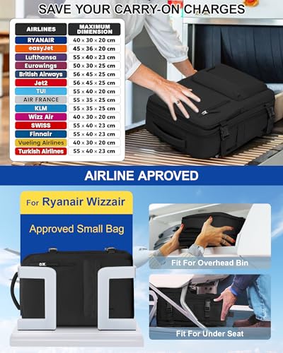 SZLX Vacuum Backpack with Pump Hand Luggage 40x30x20 Ryanair Vueling Wizzair Backpack Travel Cabin Airplane 40x20x25 Women Travel Bags 45x36x20 Easyjet Portable Suitcase 14 Inch Man with USB