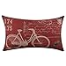 Fheaven Bicycle Linen Square Throw Flax Pillow Case Decorative Cushion Pillow Cover (Red)