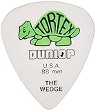 Dunlop 424R.88 Tortex® Wedge, White/Green, .88mm, 72/Bag