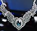 SHE LIAN Vintage Womens Crystal Prom Costume Jewelry Bib Statement Necklace 16 Inch (Blue)