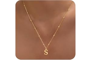 MDIEEL Stocking Stuffers Initial Necklaces for Women Dainty 14k Gold Plated A-Z Letter Pendant Name Necklaces Cute Charm Choker Fashion Accessories Non Tarnish Trendy Jewelry Christmas Gift