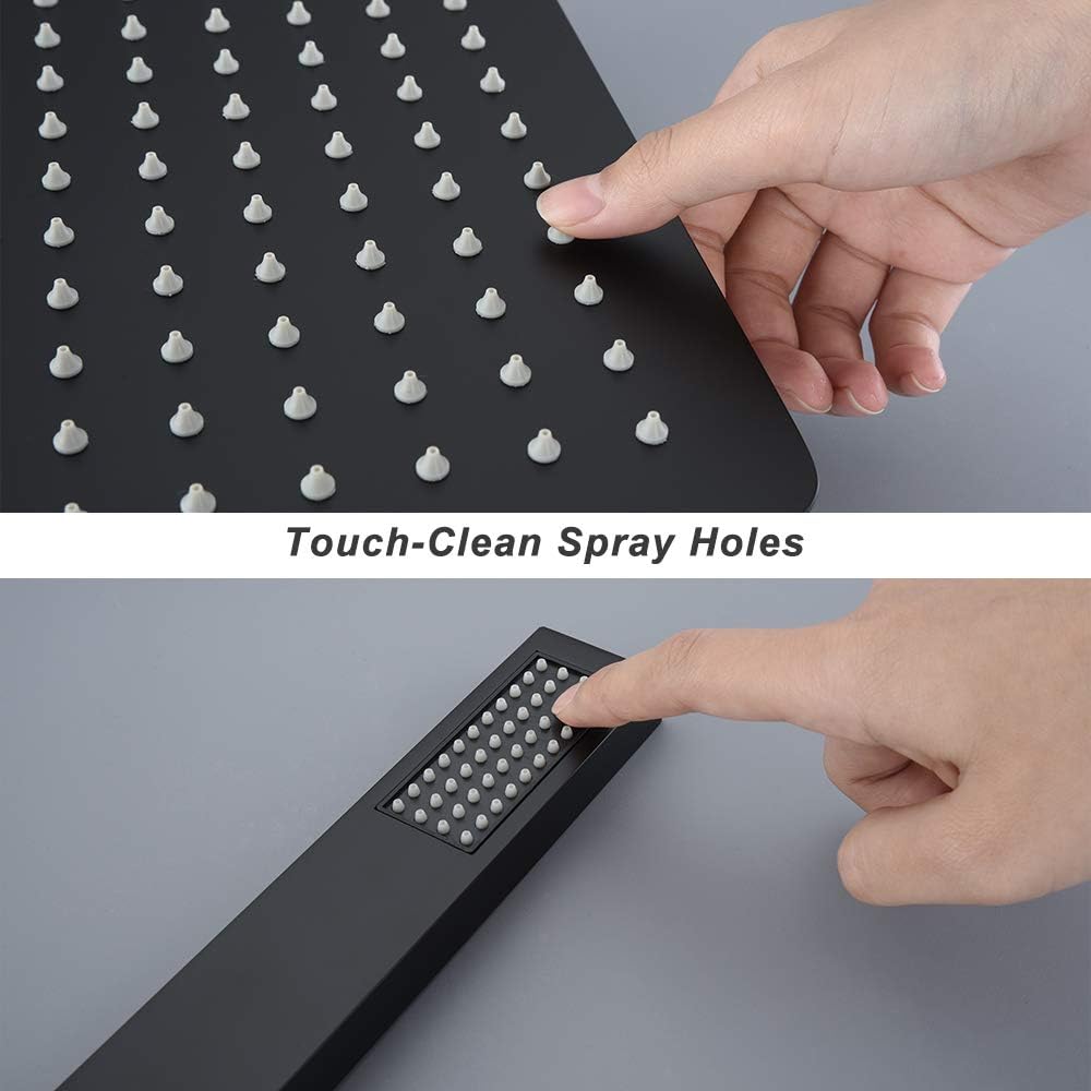 HOMELODY Ceiling Shower Head System, Matte Black Shower Faucet Rough-in Valve Body with Rain Shower Head and Handheld Shower Head Combo - - 