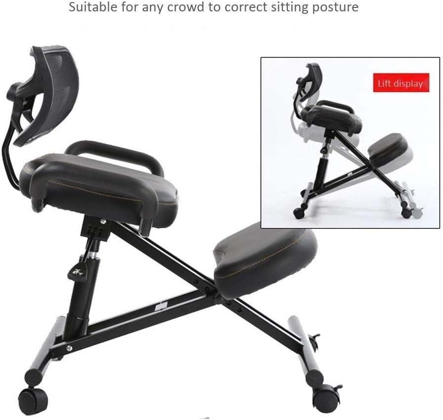 Kneeling Chair QIQIDEDIAN Ergonomic Ergonomic Office Chairs Computer Chair Adjustable Stool，with Chair Wheel With Back Support QIQIDEDIAN (Color : Black)