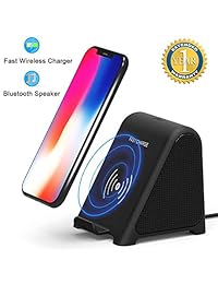 Altavoz Bluetooth y cargador inalámbrico, reproductor de audio estéreo para el hogar 2 en 1 y cargador inalámbrico rápido de 10 W   7.5 W   5W Compatible para Samsung Galaxy S9, S9 +, S8, S8 +, S7 Edge, S6, Nota 9 iPhone X   XS Max   XR   XS   8 Plus