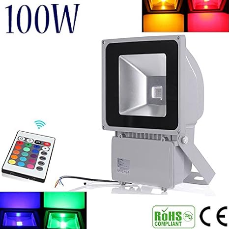 1x Foco Proyector LED 100W RGB, 10000LM alto brillo color de ...