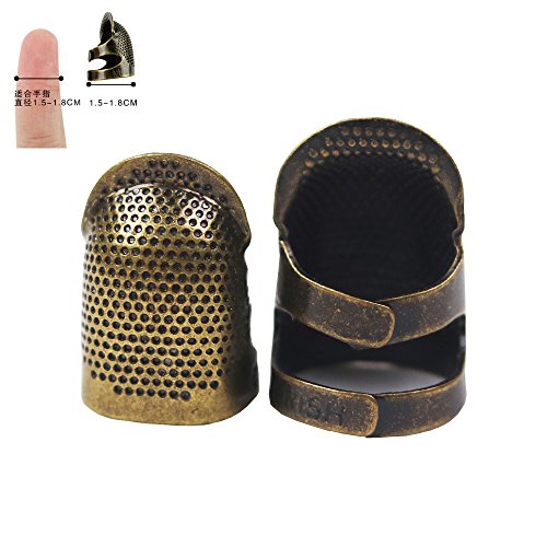 Copper Thimble Finger Protector, Antique Finish Metal Brass Fingertip Thimble Sewing Handworking Pin Needles Partner for DIY Crafts Sewing Tools Needlework Accessor (S)