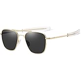 Gleyemor Polarized Square Aviator Sunglasses for Men Retro Military Tough Guy Style Shades
