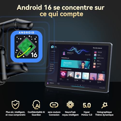 BESTTAB W90 Tablet with 11 Inch FHD SIM Card, Android 16 Tablet (OTA Update), 24GB RAM+256GB ROM, Octa-Core, 8000mAh Battery, Widevine L1 Netflix HD, 4G LTE, TÜV, 16 MP+8 MP, Face ID, GPS