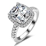 Women fashion 2ct Princess Cut Cubic Zirconia Wedding Halo Solitaire Engagement Bridal Ring Jewelry (5)