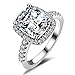 Women fashion 2ct Princess Cut Cubic Zirconia Wedding Halo Solitaire Engagement Bridal Ring Jewelry (5)