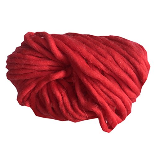 Wool Yarn Super Chunky Bulky Arm Knitting Wool Roving DIY Crochet (Red)