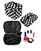HOYOFO 3Pcs Makeup Bags for Women Polka Dot Travel Cosmetics and Toiletry Storage Bag with Brush Holders (3 Sizes/Set: S, M, L), White Dot