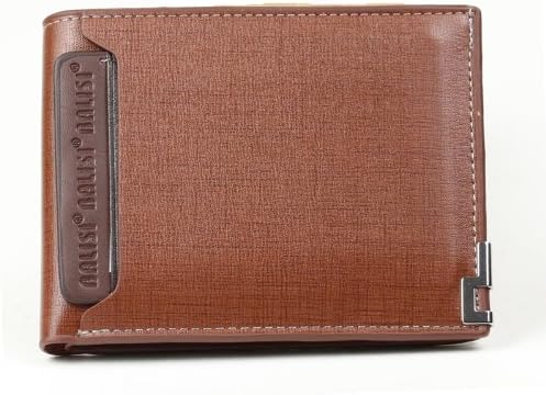 Amazon 隠しカード入れ付き 2つ折り メンズ 男性 財布 小銭入れなし 6枚カード入れ付き キャメル 小銭入れ
