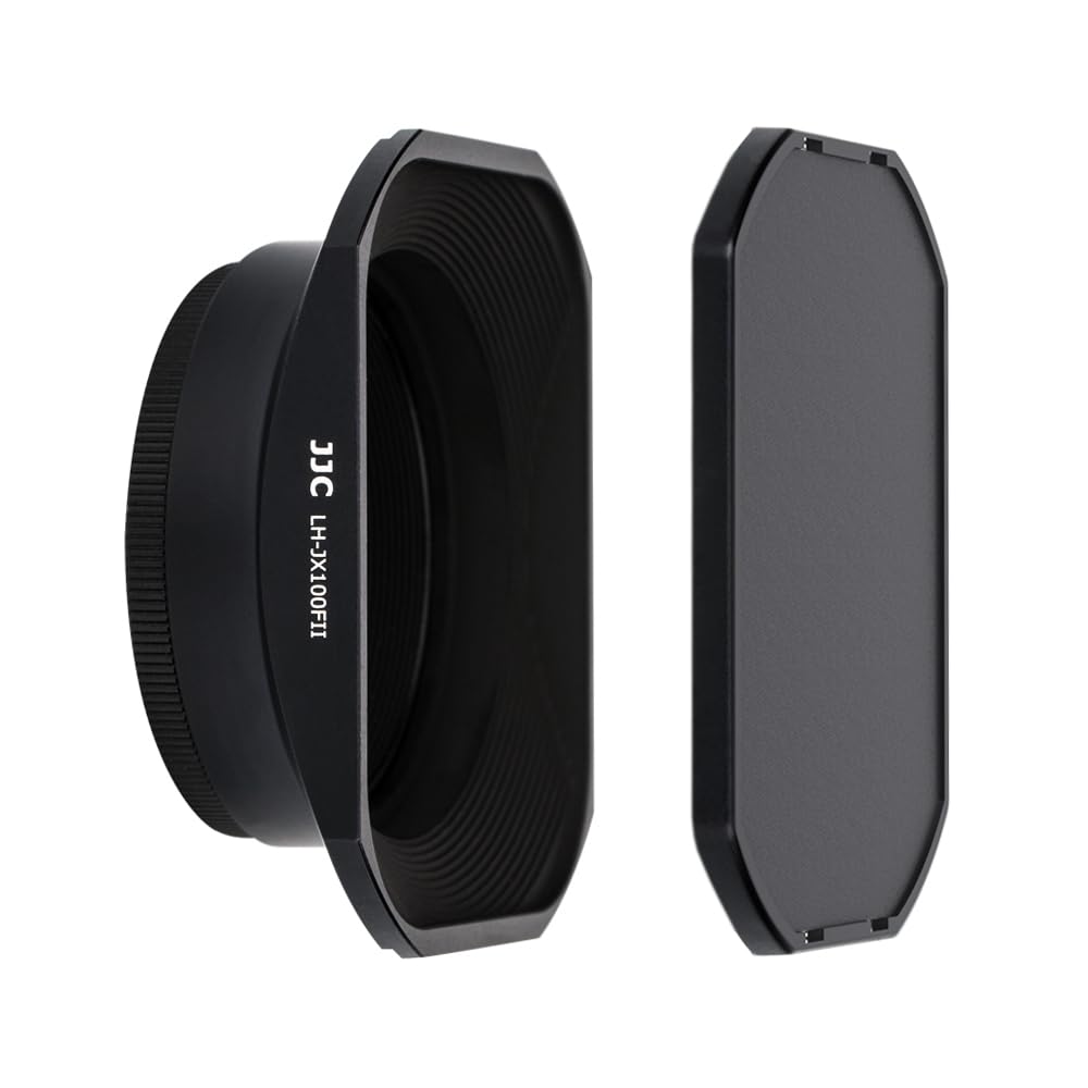 JJC Black Metal Square Lens Hood and Adapter Ring Kit for Fujifilm X100VI, X100V, X100F, X100T, X100S, X100 and X70 Cameras - Capable of Reverse Attaching to Lens