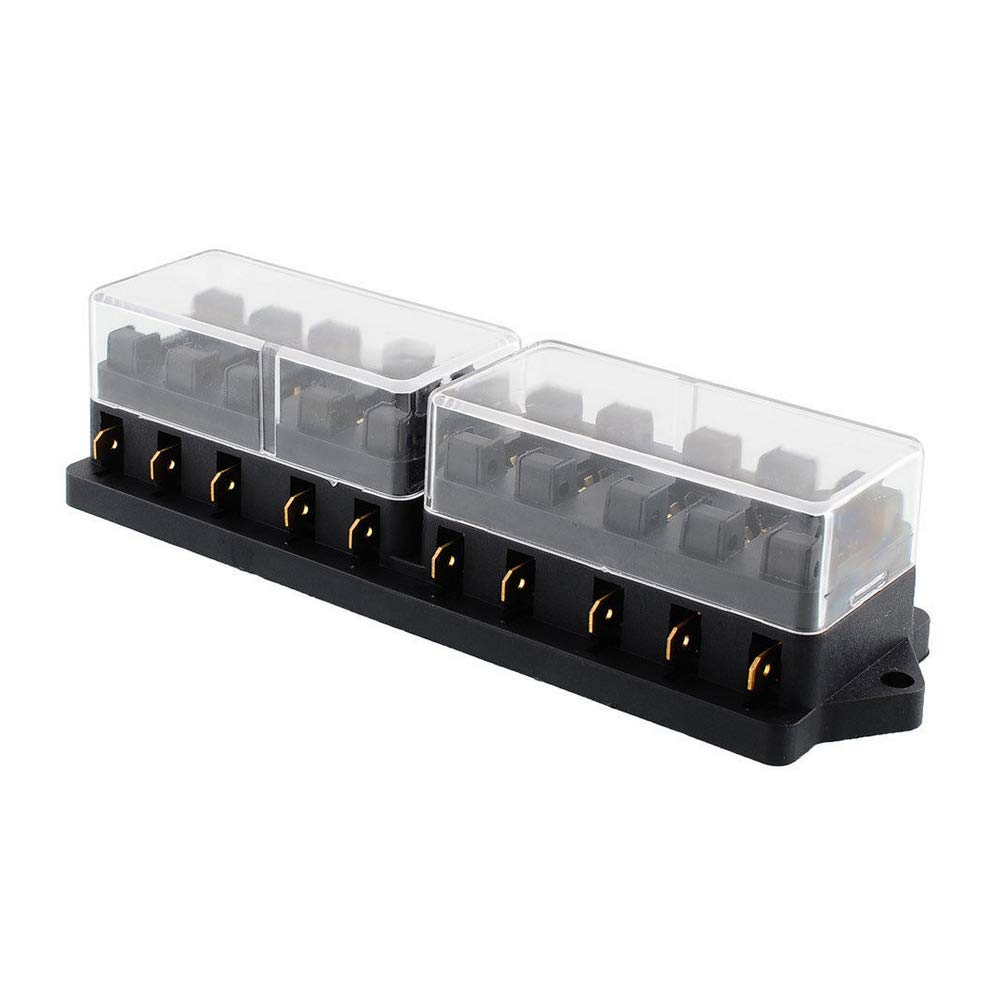 Mintice Car Vehicle Auto 10 Way Blade Fuse Holder Circuit Standard ATO Blade Fuse Box Block Holder 12V 24V Waterproof Protection Truck Automotive