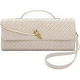 Qiannaura Formal Clutch Purses for Women Evening Woven Leather Large Clutch for Weddings & Parties | Convertible Shoulder Bag